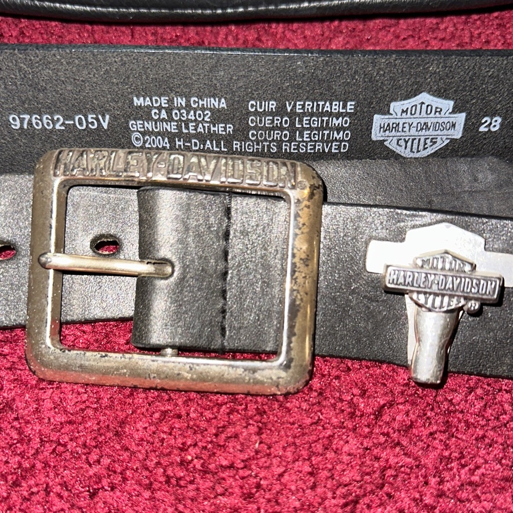 Harley-Davidson Black Leather Belt with Silver Buckle